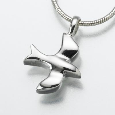 sterling silver dove cremation pendant necklace